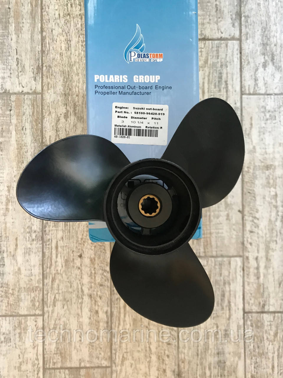 Гвинт Polaris для човнового мотора Suzuki 20-30 л.с. 10 1/4 х 11, фото 1