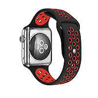 Спортивный ремешок с перфорацией Primo для Apple Watch 38mm / 40mm / 41mm размер S - Black&Red