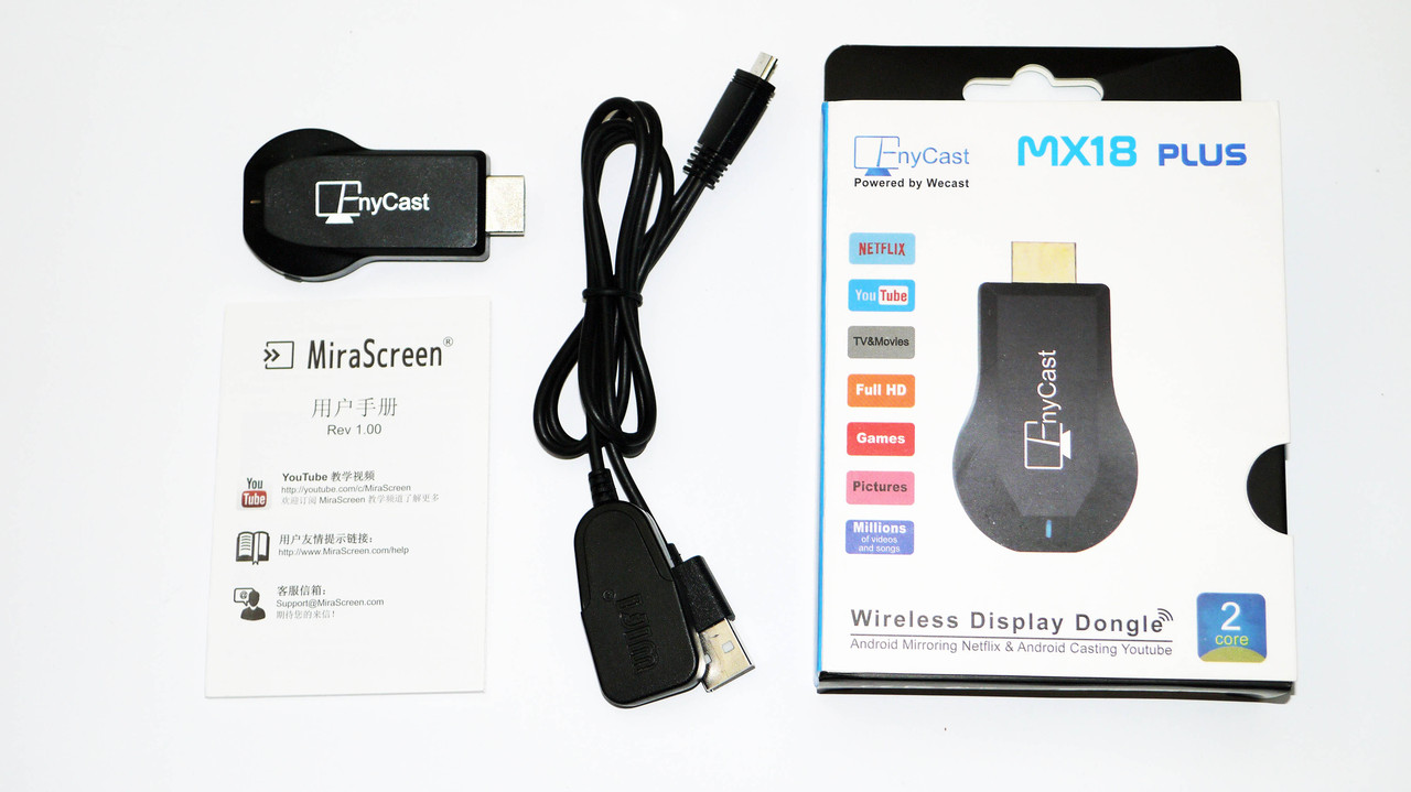 Медіаплеєр Miracast AnyCast MX18 Plus з вбудованим Wi-Fi модулем, приймач HDMI, медіапристрій