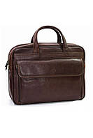 Деловая кожаная сумка портфель для документов и ноутбука катана коричневого цвета