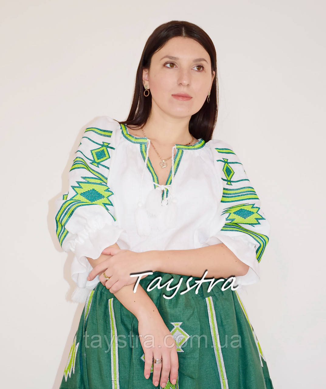Вишита блузка вишиванка льон етно стиль бохо шик, біла блузка короткий рукав, вишиванка