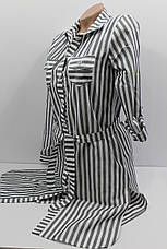 Жіноча сорочка-плаття в смужку з довгим рукавом оптом в Україні, фото 3