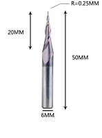 Фреза конусная для ЧПУ R0,25-D6-L50-l20