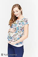 Блузка для беременных и кормления MIRRA BL-29.012, белая с цветами, Юла мама