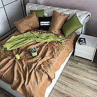 Покривало для спальні на ліжко диван, покривало з велюру на диван ліжко плед на ліжко диван, велюровое покривало Золотисте (P-C6), фото 3