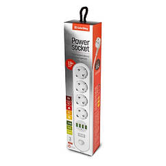Мережевий фільтр-подовжувач ColorWay 4 розетки/4 USB White (CW-CHE44W)
