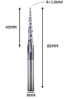 Фреза конусная для ЧПУ R1-D8-L85-l45