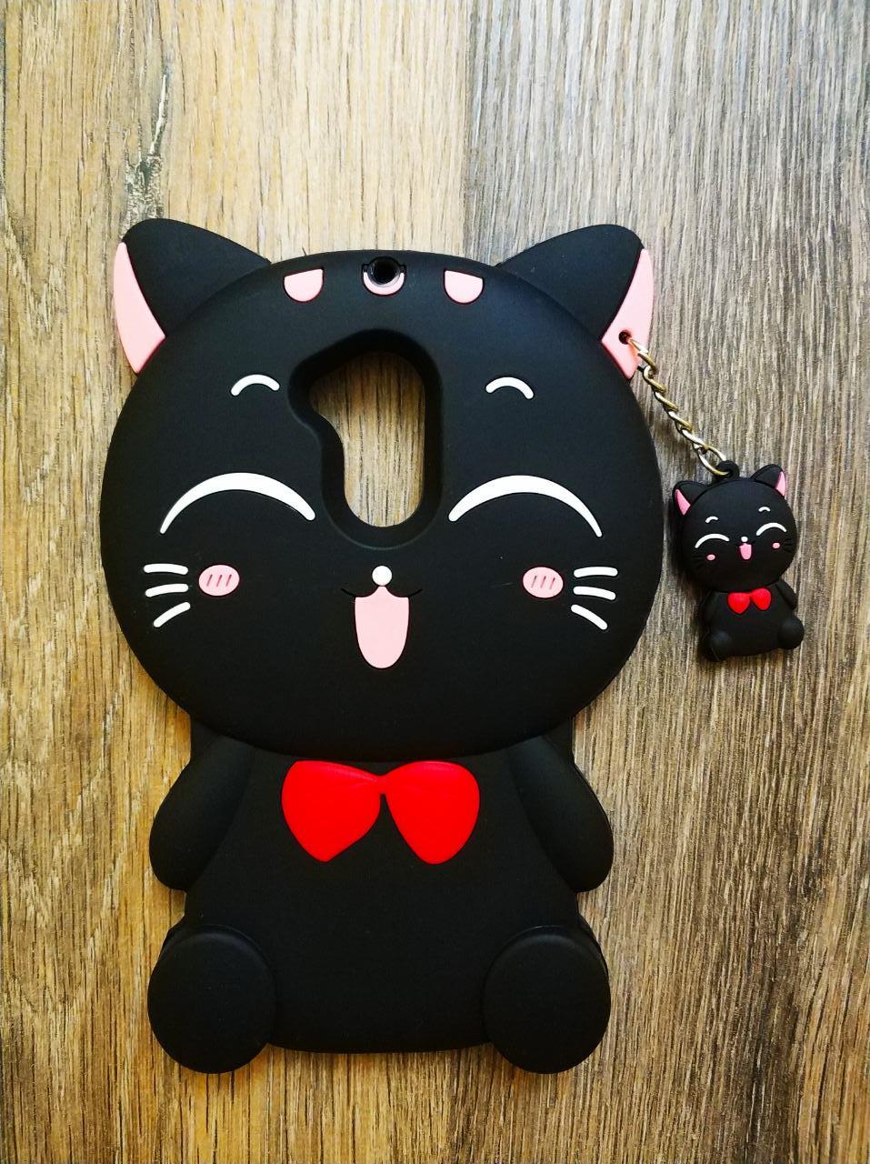 Об'ємний 3d силіконовий чохол для Huawei Honor 6a чорна Кішечка