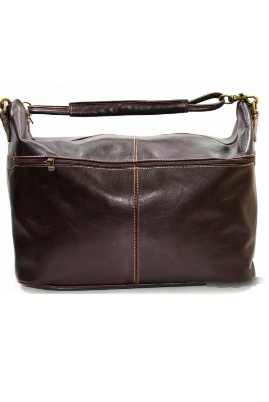 Сумка дорожня з натуральної шкіри стильна міцна містка містка коричнева, фото 1