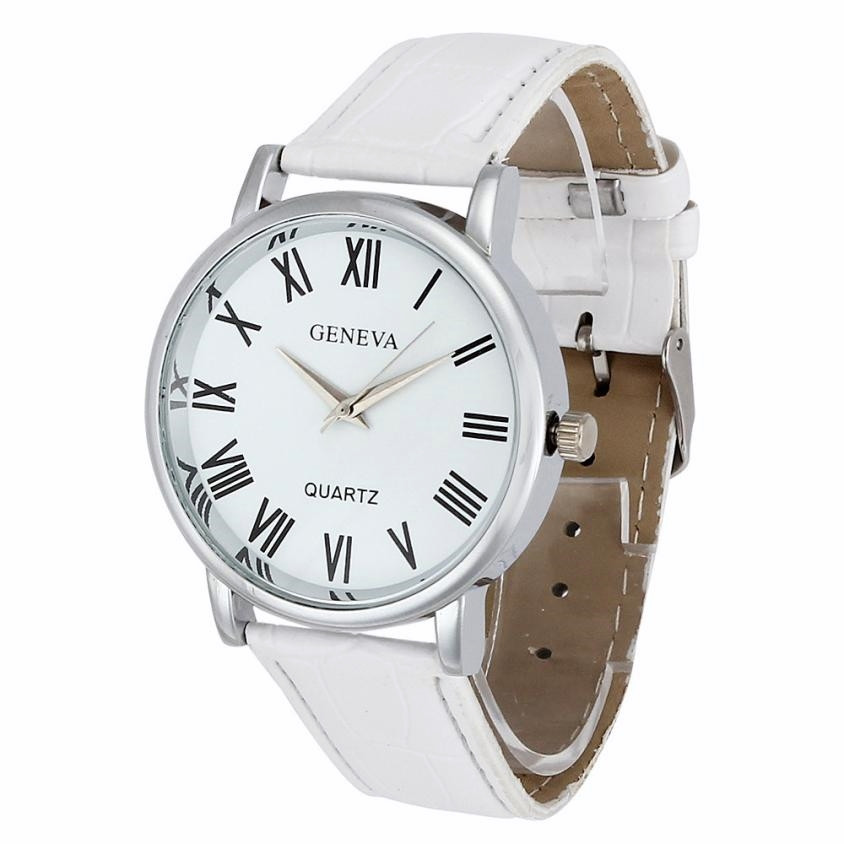 Жіночий наручний годинник Geneva з римськими цифрами, Білий