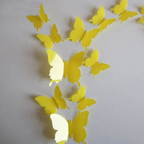 Наклейка на стіну "12 шт. 3D метелики наклейки" жовті, фото 2