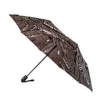 Женский зонт полуавтомат Toprain на 8 спиц "News" с газетным принтом, коричневый, 02008-3