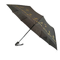 Женский зонт полуавтомат Bellissimo с золотистым узором на куполе на 10 спиц, темно-серый, 018308-5