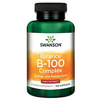 Swanson Balance B-100 Complex Витамины группы В, высокое содержание + холин, инозитол, ПАБК, 100 капс.