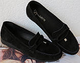 Nona! Супер! М'які жіночі мокасини чорного кольору замшеві туфлі весна літо Нона, фото 3