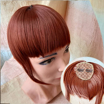 Чілка чубчик накладна на застібках (кліпсах) червоно-мідна 10-028-130