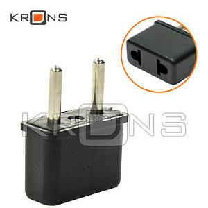 Перехідник з US на EU вилку, адаптер розетки, чорний