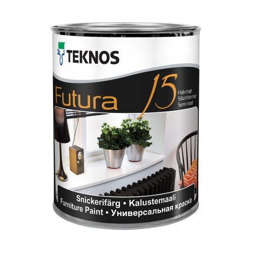 Фарба Teknos FUTURA 15 - для дерева та металу антикорозійна біла, шовковисто-матова (банка 0,9 л )