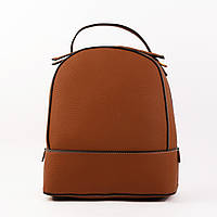 Рюкзак-сумка кожаный женский маленький рыжий