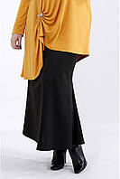 Молодежная черная длинная трикотажная юбка большого размера 42-74 01024-1