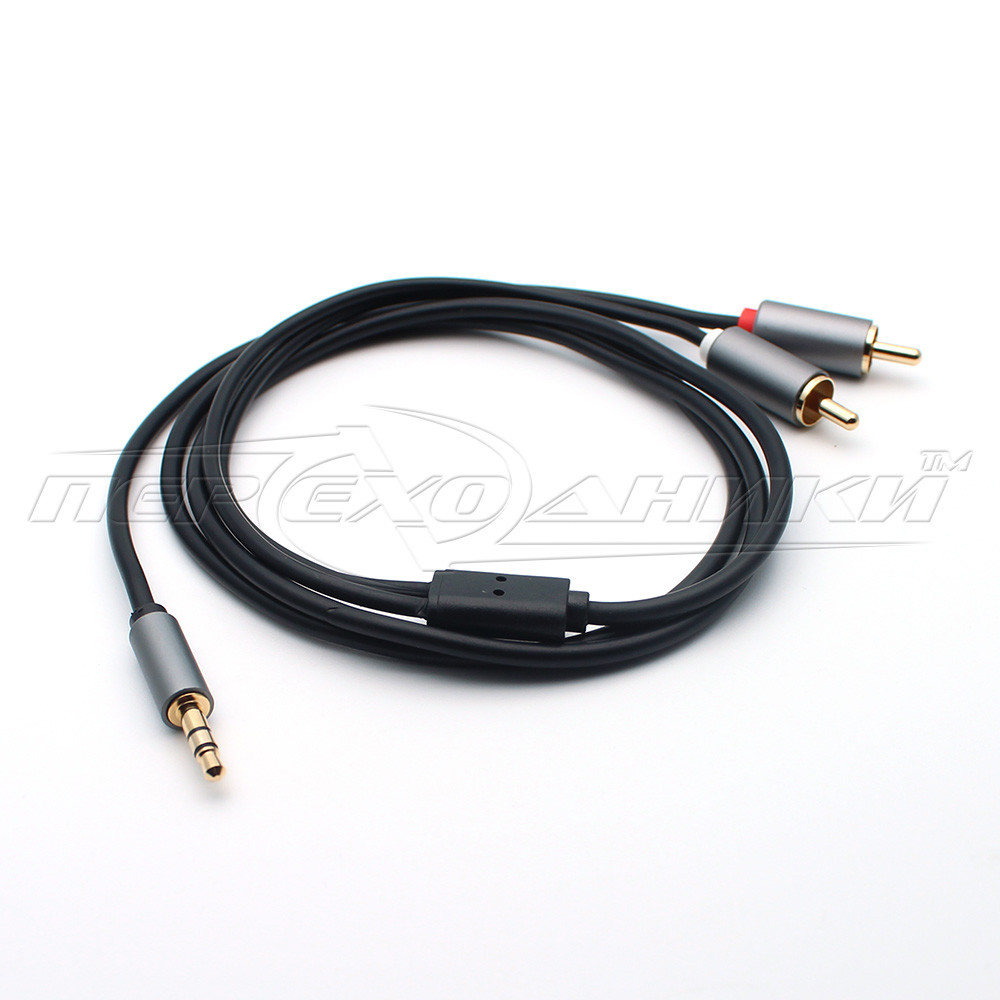 Аудио кабель jack 3.5 mm to 2RCA (высокое качество) New Design, 1 м - фото 3 - id-p940850834
