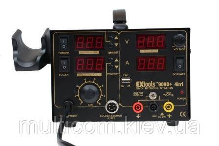 13-00-092. Паяльна станція 909D+, з 4 дисплеями, паяльник + фен + блок живлення + гніздо USB, HandsKit