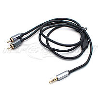 Аудіо кабель jack 3.5 mm to 2RCA (преміум якість) New Design, 1 м, фото 2