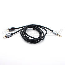 Аудіо кабель jack 3.5 mm to 2RCA (преміум якість) New Design, 1 м, фото 3