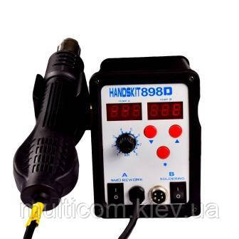 13-00-056. Паяльна станція 898D, з 2 дисплеями, паяльник + турбований фен, HandsKit, фото 1