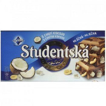 Шоколад молочный Studentska кокос с арахисом 180 г х 12 шт в упаковке