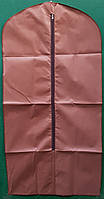 Чехол для хранения и упаковки одежды на молнии флизелиновый коричневого цвета. Размер 60 см*140 см.