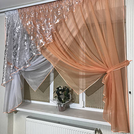 Фіранка на кухню №362 персик, фото 3