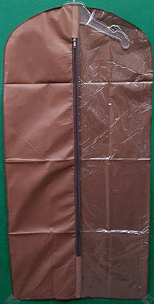Чехол для хранения и упаковки одежды на молнии флизелиновый коричневого цвета. Размер 60 см*120 см., фото 2