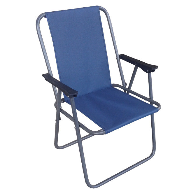 Складане крісло Фредірик синє складне для відпочинку в саду чи на природі металеве з тканиною