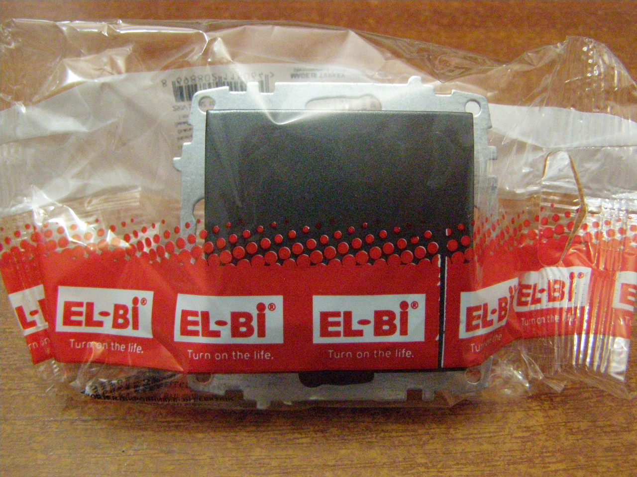 Вимикач одноклавішний з підсвічуванням без рамки El-Bi ZENA чорний металік