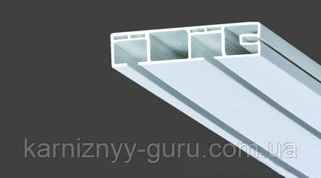 Пластиковий карниз для штор стельовий ОМ2 подвійний з фурнітурою декоративний білий