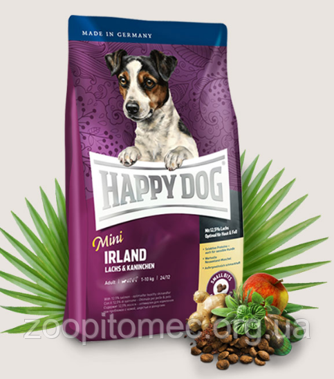 Корм для собак Happy Dog (Хэппи Дог) Mini Irland Sensible для мелких пород (лосось с кроликом), 300 г