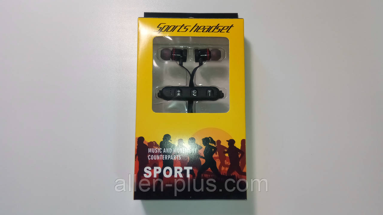 Навушники-гарнітура внутрішньоканальні (вакуумні) бездротові Stereo Sports Headset, алюміній, магніти