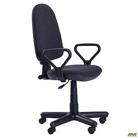 Офисное кресло Комфорт-Нью черная ткань на пластик колесиках