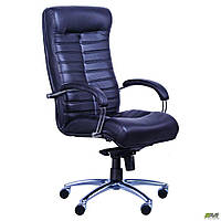 Директорское кресло офисное AMF Орион HB хром Кожа Сплит черная
