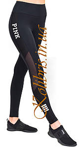 Жіночі спортивні лосини з білою накаткою термо-друком