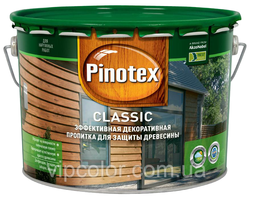 Pinotex CLASSIC 10 л захисний засіб для дерев'яних поверхонь Калюжниця, фото 1