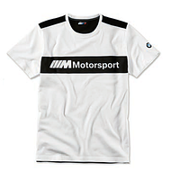 Оригинальная мужская футболка BMW Motorsport T-Shirt, Colour Block Design (Men, White / Black) Розмір M