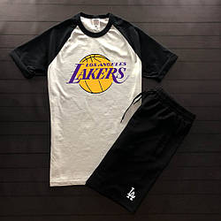 Футболка чоловіча чорна з білим Lakers | Чоловіча футболка річна ЛЮКС якості