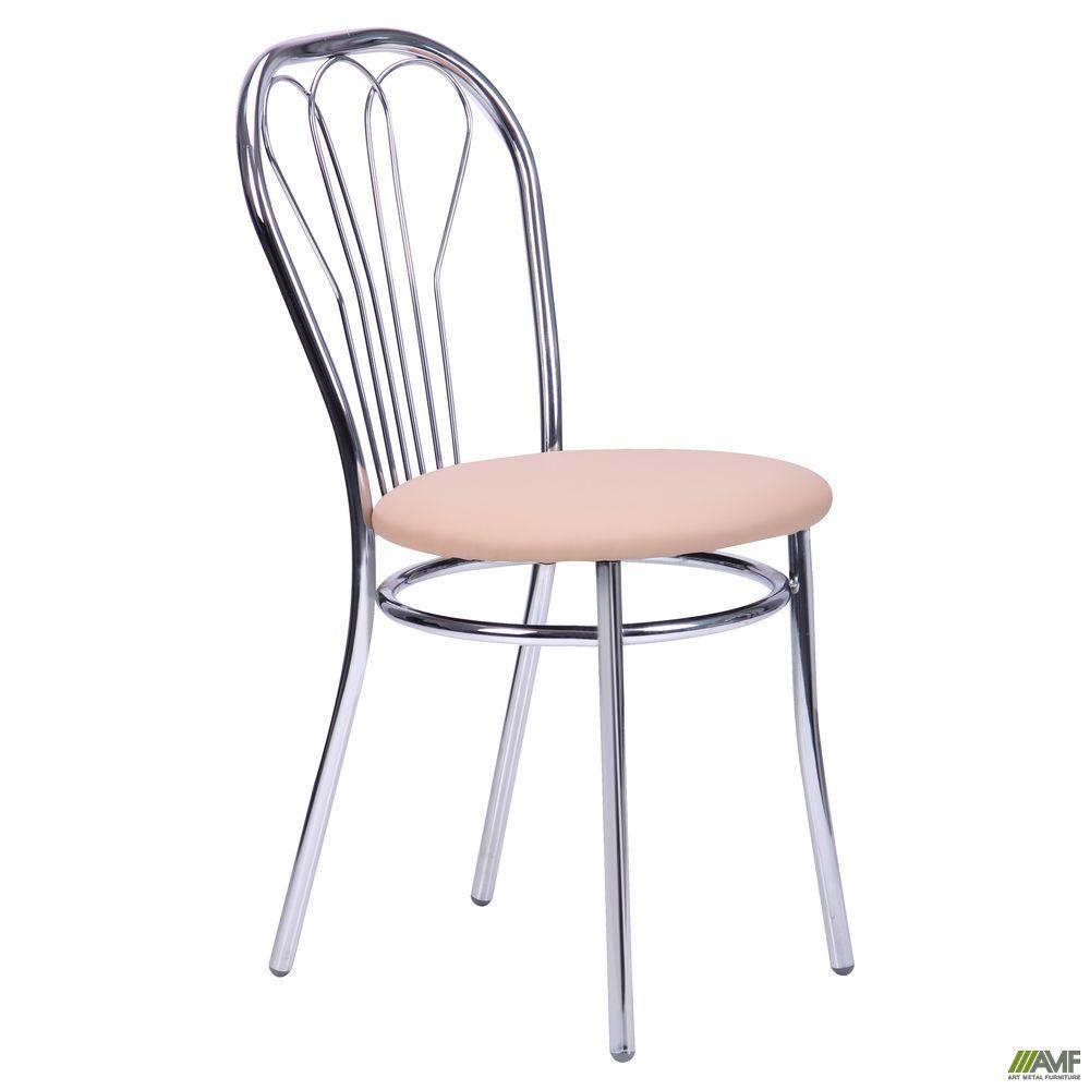 Кухонний стілець Велес хром м'яке сидіння бежеве, фото 1