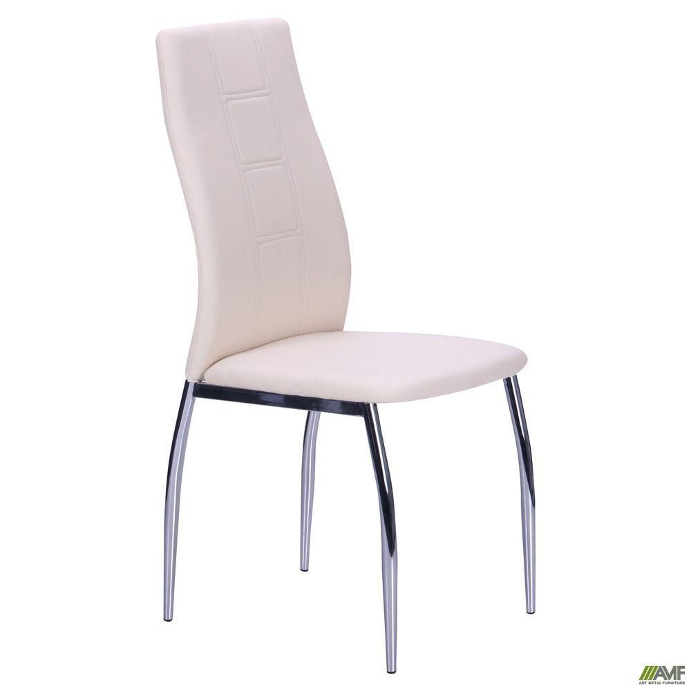 Обідній стілець АМФ Ніколас металевий-хром м'яке сидіння шкірозамінний
