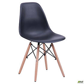 Пластиковий стілець Тауер Вуд чорний дерев'яні ніжки Лофт