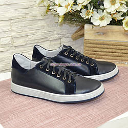 Дитячі комбіновані мокасини на шнурівці, натуральна шкіра та замш.