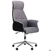 Офісне крісло АМФ Brooklyn хром світло-сірий для кабінету директора