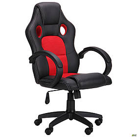 Комп'ютерне крісло AMF Chase шкірозамінник чорно-червоний для геймерів